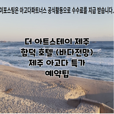 더 아트스테이 제주 함덕 호텔 (바다전망) 제주 아고다 특가 예약팁