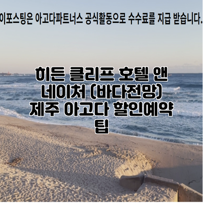 히든 클리프 호텔 앤 네이처 (바다전망) 제주 아고다 할인예약 팁